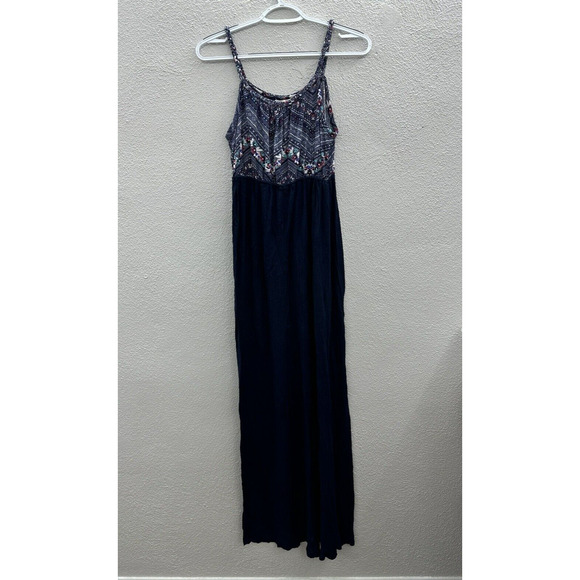 Womens Pink Rose Maternity Dress Size Small Sleeveless Blue Maxi - Picture 1 of 11